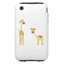 Adulte et girafe de bébé. Bande dessinée Coque iPhone 3 Tough