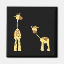 Adulte et girafe de bébé. Bande dessinée Magnets Pour Réfrigérateur