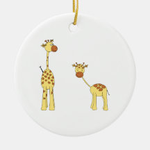 Adulte et girafe de bébé. Bande dessinée Ornement De Noël