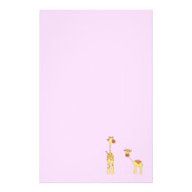 Adulte et girafe de bébé. Bande dessinée Papier À Lettre Customisé