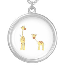 Adulte et girafe de bébé. Bande dessinée Pendentif