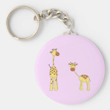 Adulte et girafe de bébé. Bande dessinée Porte-clés