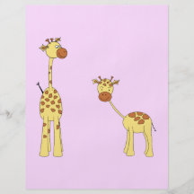 Adulte et girafe de bébé. Bande dessinée Prospectus Personnalisés
