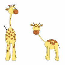 Adulte et girafe de bébé. Bande dessinée Photo Sculpture