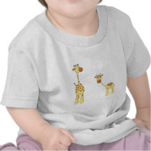 Adulte et girafe de bébé. Bande dessinée T-shirts