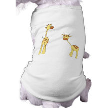 Adulte et girafe de bébé. Bande dessinée T-shirts Pour Animaux Domestiques