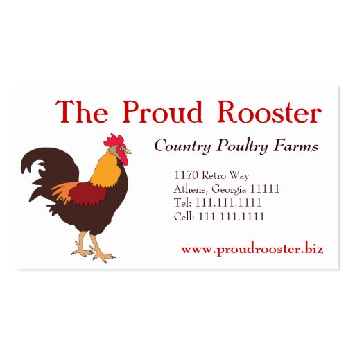 Affaires fières de volaille de poulet de coq modèle de carte de visite