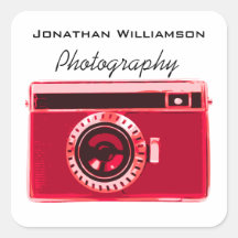Affaires rouges de photographie d'appareil-photo stickers carrés