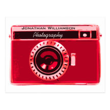 Affaires rouges de photographie d'appareil-photo d carte postale
