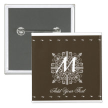Affaires vintages de monogramme de Brown Badges Avec Agrafe