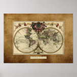 "Affiche 1720 d'antan de carte de Guillaume DeLisl