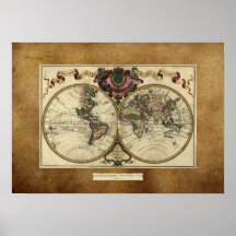 "Affiche 1720 d'antan de carte de Guillaume DeLisl