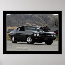 Affiche 1970 de voiture d'entrave de Chevy Chevell