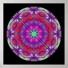 Affiche 2 de mandala de fenêtre rose