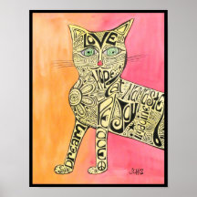Affiche abstraite de chat d'inspiration