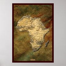 affiche AFRICAINE d'art de la CARTE 3D
