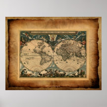 Affiche artistique antique d'art de carte de Vieux