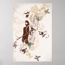 Affiche aux. de papillons de femme de La