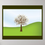 Affiche blanche 2 d'arbre fleurissant