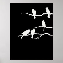 Affiche blanche de silhouette d'oiseau
