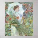 Affiche blanche d'impressionisme de parasol