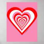 affiche blanche et rose rouge de coeur