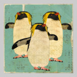 Affiche bleue d'art de lagune de pingouins posters