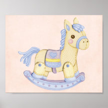 Affiche bleue de cheval de basculage
