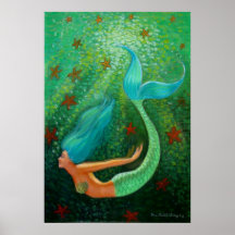 Affiche bleue de plongée d'art d'imaginaire de sir