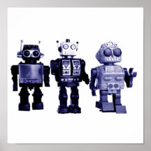 affiche bleue de robots
