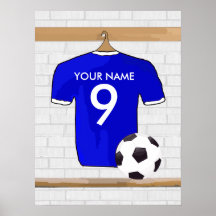Affiche (bleue) personnalisable de chemise du foot