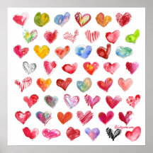 Affiche carrée de 48 coeurs de Valentine