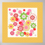 Affiche carrée de fleurs colorées