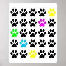 Affiche colorée de pattes de chat