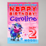 affiche d'anniversaire de MOO de 18x24" GiggleBell