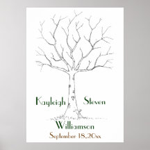 Affiche d'arbre d'empreinte digitale de mariage