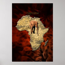 affiche d'art AFRICAIN de la CARTE 3D et de l'ÉLÉP