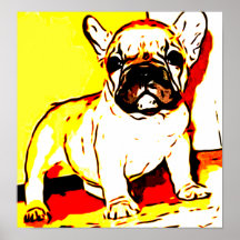 Affiche d'art de bouledogue français