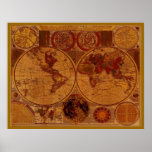 Affiche d'art de CARTE de VIEUX MONDE