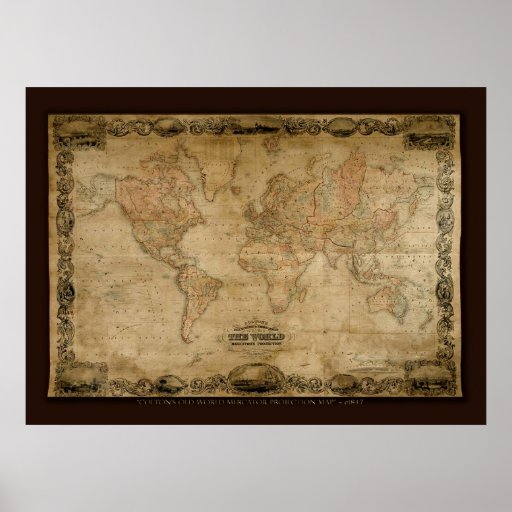 Affiche d'art de la carte de Vieux Monde de COLTON