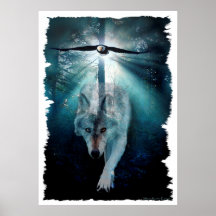 Affiche d'art de loup et de faune d'Eagle