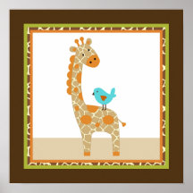 Affiche d'art de mur de girafe de faune
