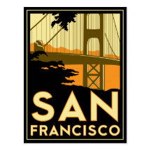 Affiche d'art déco de San Francisco Carte Postale
