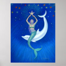Affiche d'art d'imaginaire de sirène de lune de da