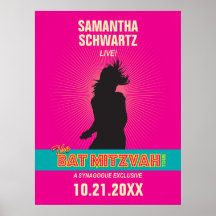 Affiche de bat mitzvah de vedette du rock dans les