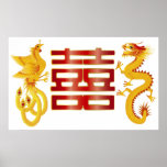 Affiche de bonheur de double de dragon de Phoenix 