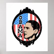 Affiche de cadre de drapeau d'Obama (style ancien)