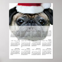 Affiche de calendrier du chien 2013 de carlin de N
