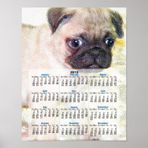 Affiche de calendrier du chiot 2012 de carlin