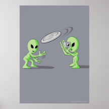 Affiche de canular d'UFO de frisbee d'aliens